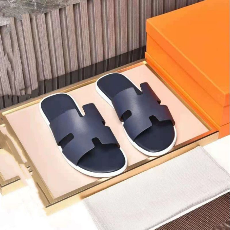 

2022 slippers men's shoes PU leather sleeves casual classic fashion versatile zapatillas hombre HM254, Blue