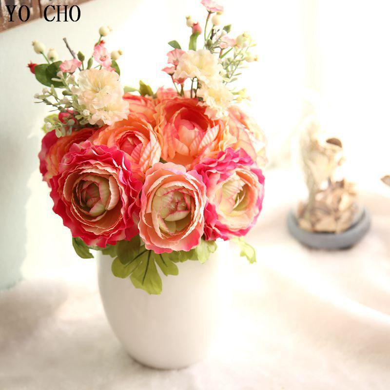 

Artificial peony bouquet wedding bouquet silk roses bridal holding flower for brides wedding accessories decoration, Orange red
