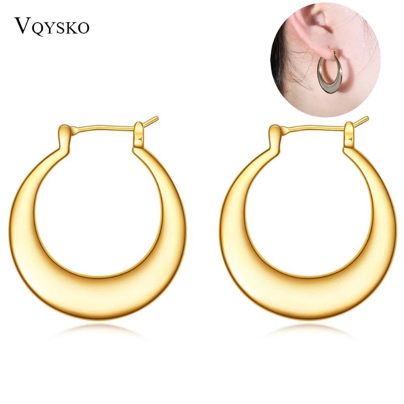 

Gold Tone Big Hoops Circle Clips Earrings Jewelry For Women Stainless Steel Wives Hoop Earring Gifts Accessories Wholesale