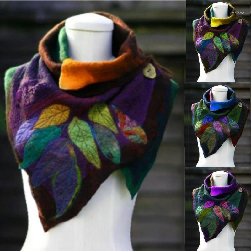 

Women Casual Printing Scarf Ladies Winter Fashion Retro Multi-Purpose Shawl Button Scarf Outdoor Print Face Cover D21#1