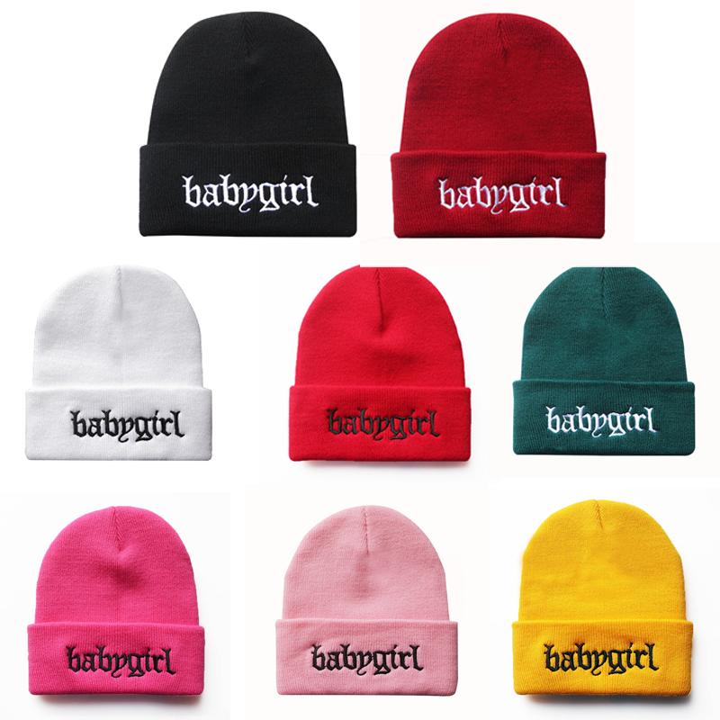 

Casual Knitted Beanie Hat for Women Babygirl Letter Embroidery Hat Kids Warm Skullies Cap Hip Hop Beanies Autumn Winter New, White