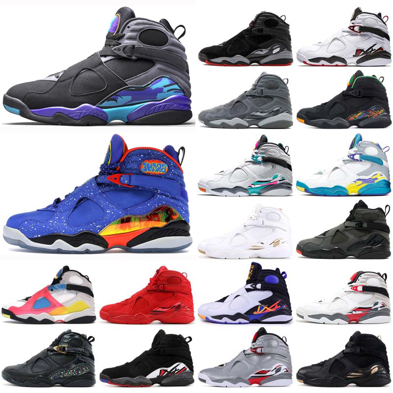 

2021 Mens basketball shoes 8s Multi Color Snowflake Aqua South Beach Three Peat Tinker Chrome Playoffs Jumpman 8 VIII men sports sneakers