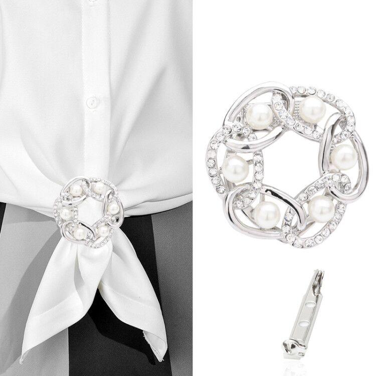 

T-shirt Corner Knot Buckle Hem High-end Luxury Simple Korean Version Versatile Fixed Personality Silk Scarf Button Dual-purpose