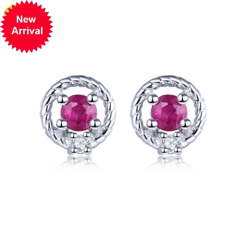 

Natural precious silver female sterling round 2.5mm 0.2 carats genuine ruby lovely New Year's present earring