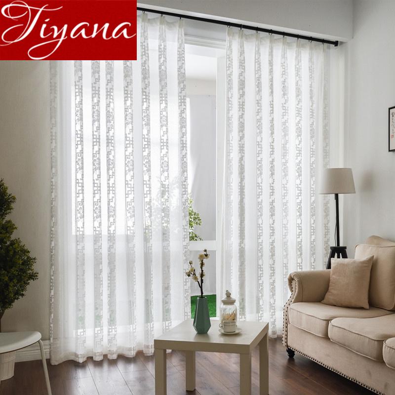 

Chinese Curtain Lace for Living Room Jacquard Warp Knitted White Sheer Drape Kitchen Classical Fabrics Window Treatment M&076#30, Tulle