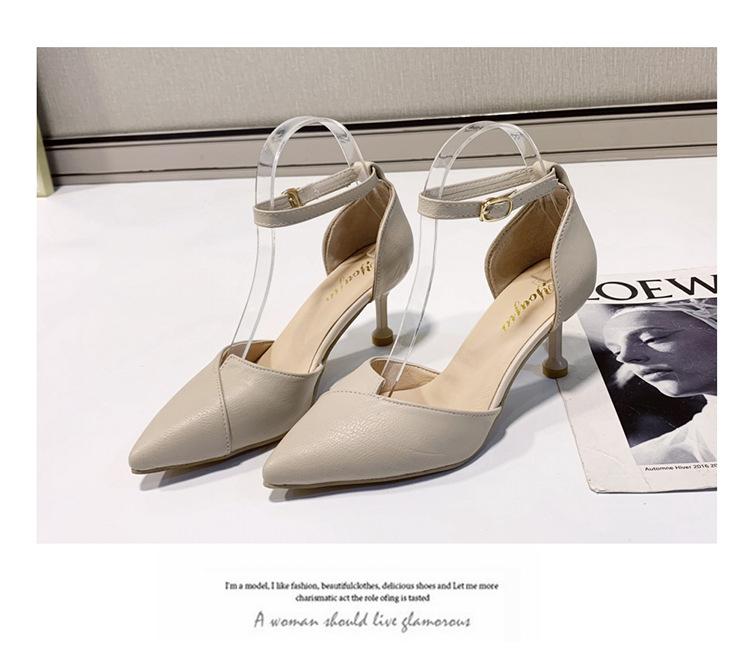 

Spring and autumn fashion all-match stiletto buckle sandals 1pcs, Beige white