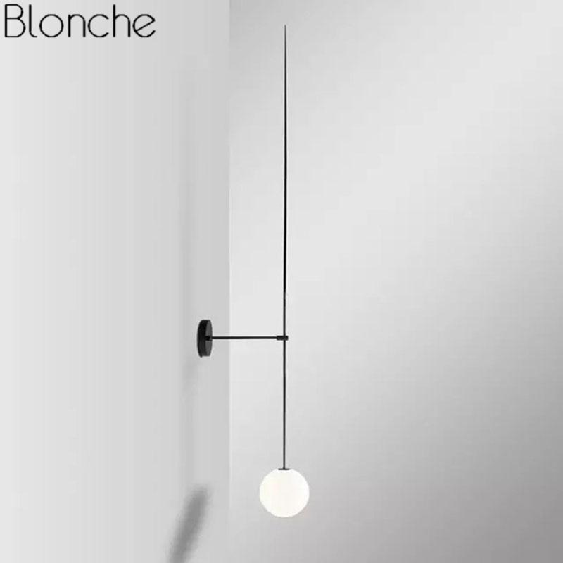 

Post Modern Line Wall Lamp Minimalism Nordic Glass Ball Led Wall Sconce Light Fixtures Bathroom Bedside Mirror Lights Loft Decor