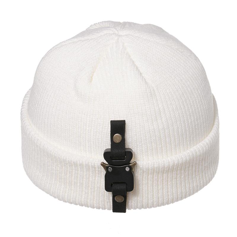 

Pragmapism new Autumn winter iron buckle solid color woolen Beanies women's knitted hats fashionable hip hop woolen caps Beanies