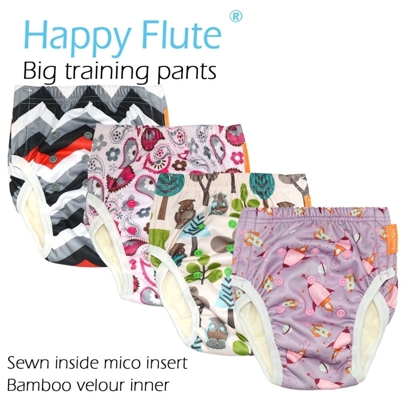 

HappyFlute Big Training Pants for Toddler, PUL outer,bamboo terry inner ,for 2-5 years baby or fit waist 34-64cm 201117, Xs10