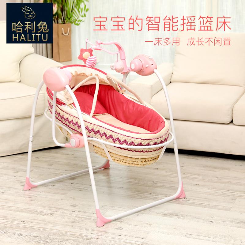 

babyqiner baby cradle pink and green color auto-swing help baby sleep well musical crib function basket
