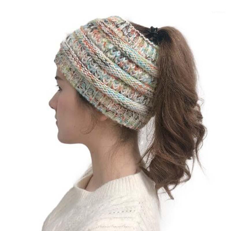 

Wholesale Europe America Multicolor Empty Head Knitted Cap Autumn Winter Warm Brand Skullies Beanies Women Hair band1, White