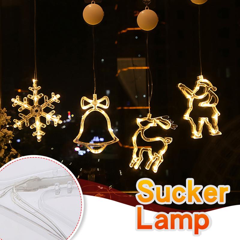 

Led Christmas tree Elk Bell light Christmas Decoration For Home Window sucker lights Hanging Ornament Navidad Xmas Gift New Year