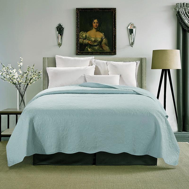

Quilted Quilt European Embroidered Bed Cover Sheet,summer Cool Air Conditioning Quilt Plain Quilted Bed Cover Single Piece1, 04