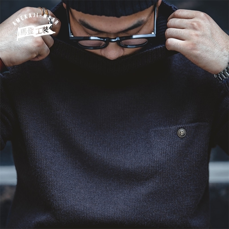 

Maden Turtle Neck Knitted Sweater Men Solid Cashmere Soft Oversized Thick Warm Men Pullovers Tops Sweater Knitting Elastic 201201