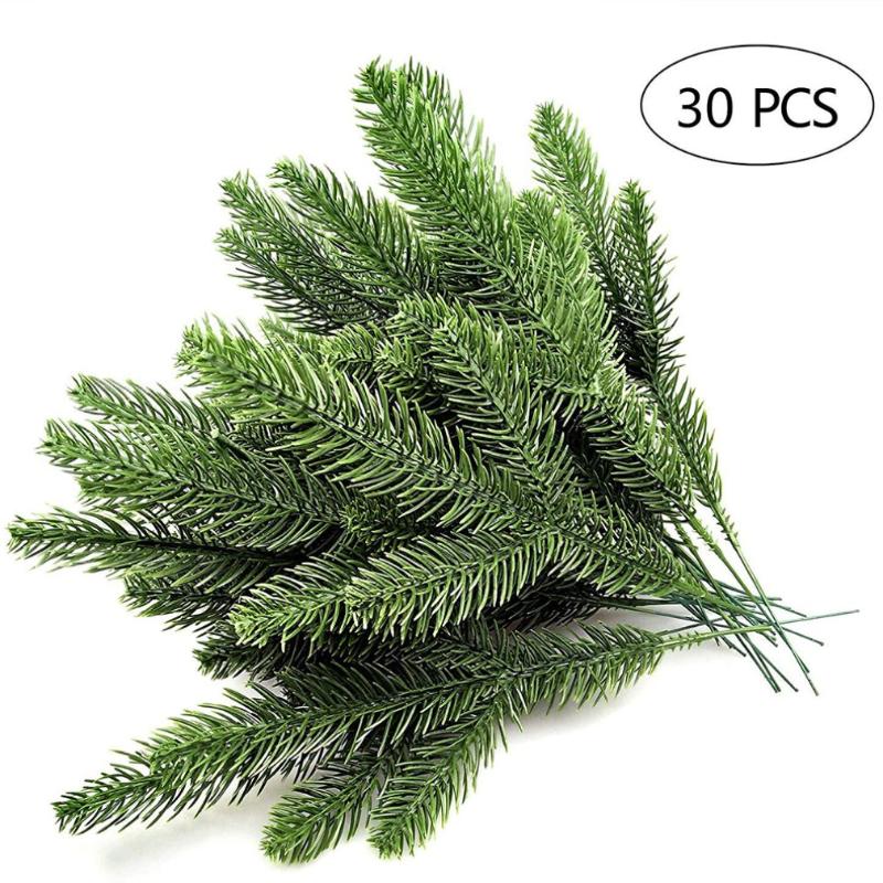 

Hot 30pcs Artificial Pine Branches Green Leaves Needle Garland Home Garden Embellishing Green Plants Pine Needles