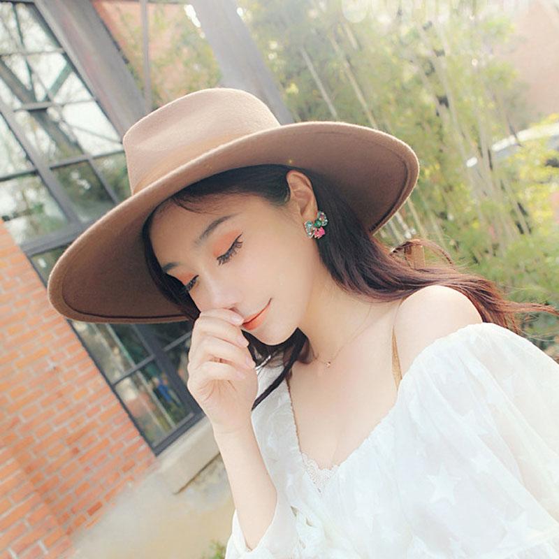 

QPALCR Winter Hats For Women Men Wool Trilby Fedora Unisex Vintage Wide Brim Felt Fedora Hat Men Chapeau Jazz Cap Hat, Black