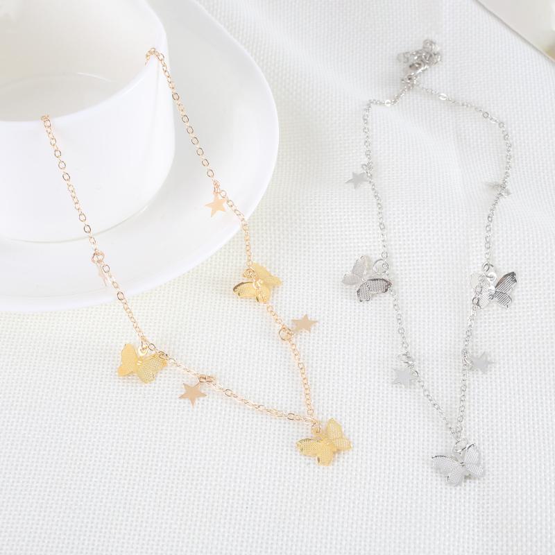 

Simple Butterfly Necklace Chain Clavicle Five-Pointed Star Metal Holiday Gifts Fashionable Women Accessories Fashion Gift