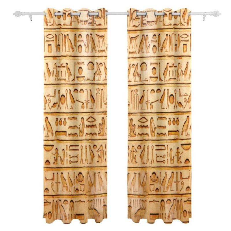 

Vintage Egypt Art Curtains Drapes Panels Darkening Blackout Grommet Room Divider for Patio Window Sliding Glass Door, As pic
