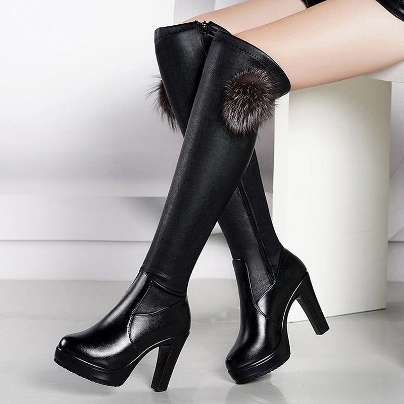 

ZPXHSM 2020 New thick with side zipper Women Over The Knee Boots Sexy High Heels Autumn Woman Shoes Winter Women Boots Y8011, Black