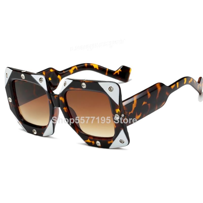 

Sunglasses 2021 Big Frame Square Diamond Women Men Vintage Oversized Sun Glasses Female Male Shades