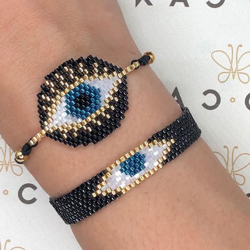 

Miyuki Bracelets For Women Turkish Evils Eye Gold Color Chain Black Tassel Bracelets Set Gifts Seed Beads Fashion Jewelry 20201