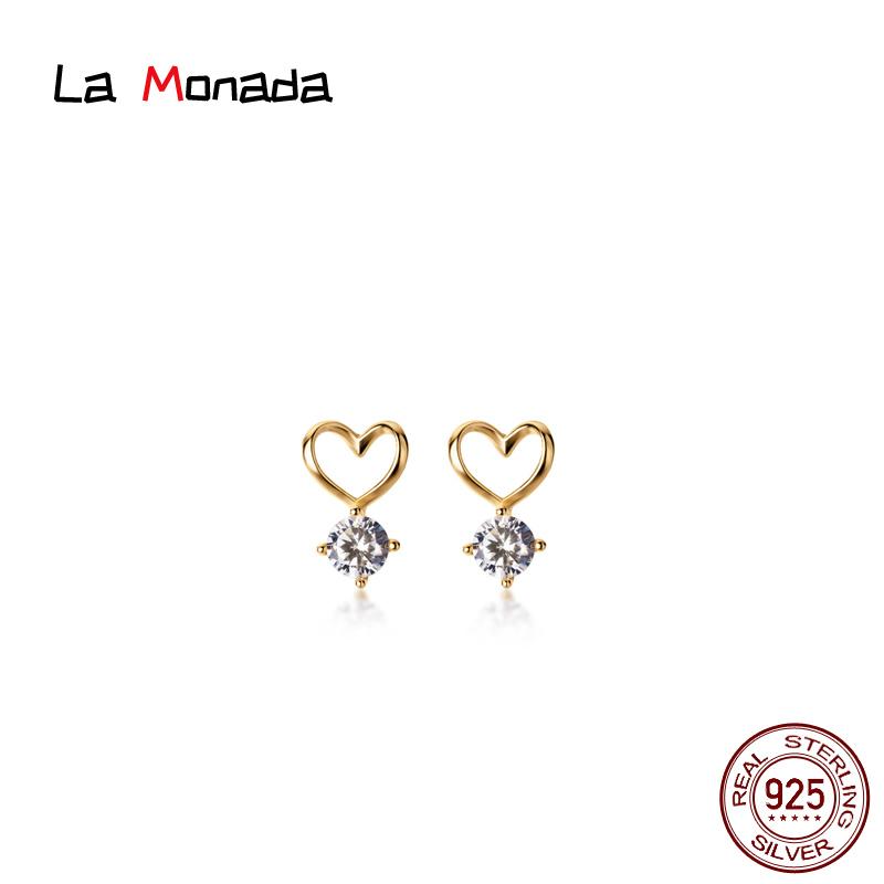 

Stud La Monada Silver Earrings For Women Small Fashion Girls 925 Earring Female Korean Fine Heart Jewelry