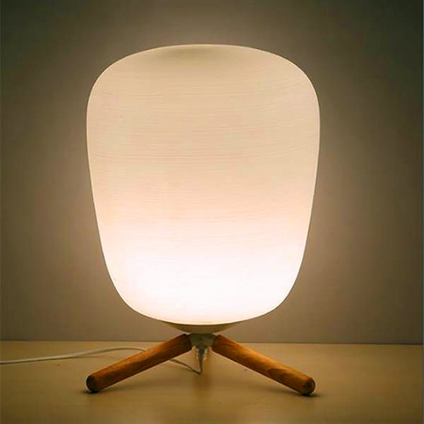 

E27 Ultra Modern Mini Fashion Frosted Glass Lampshade and Wooden Bracket Texture Study Table Lamp with Light Source US Plug