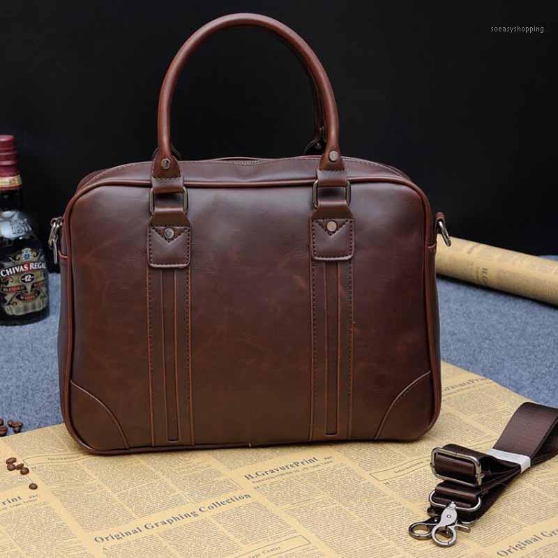 

Men's business PU leather handbag briefcase mean handbag sacoche homme messenger bags laptop tote bag1, Black