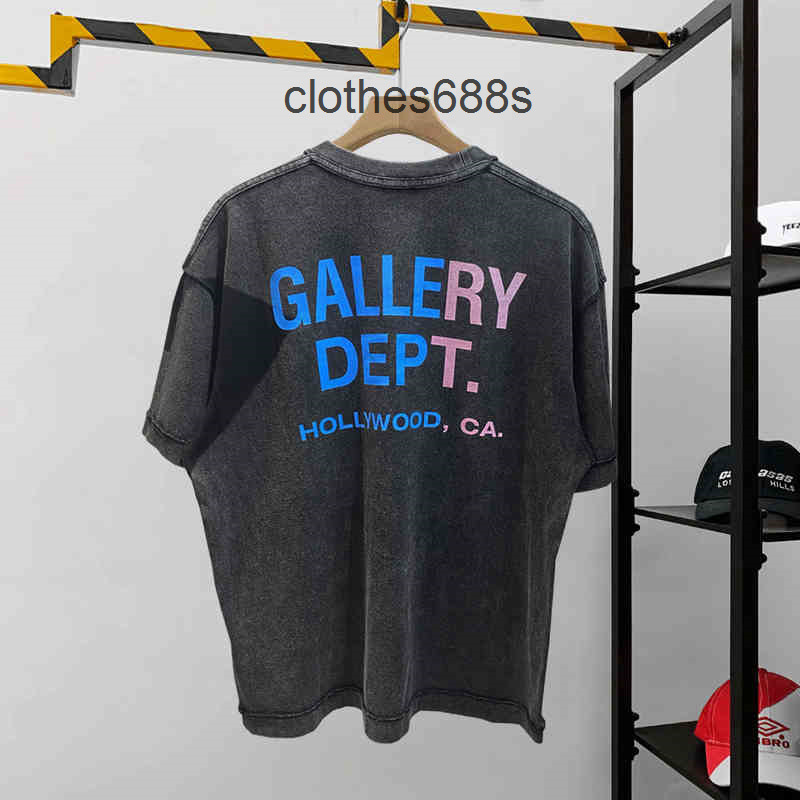 

designer Mens T shirts Hoodies Gallerydept Street Hip Hop Gd Wash Loose Round Neck Print Short Sleeve T-shirt Men LU44HWE3, Wash black