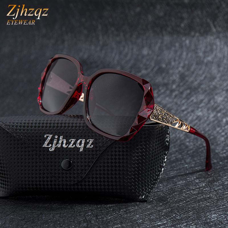 

ZJHZQZ High Quality Polarized Sunglasses Women Brand Designer Oversized Driving Outdoor Sports Red Purple Black Blue Glasses