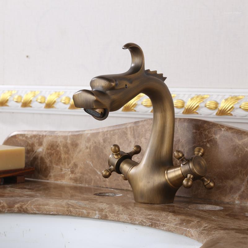 

European Antique Bathroom Sink Retro Basin Faucet Creative Single Hole Retro Basin Faucet Hot And Cold Brass Grifo1