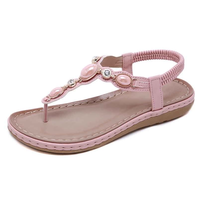 

2020 Summer Shoes Women Sandals Flip Flops Flat Sweet Ladies Sandals Summer Holiday Beach A2277 #qX5q, Beige