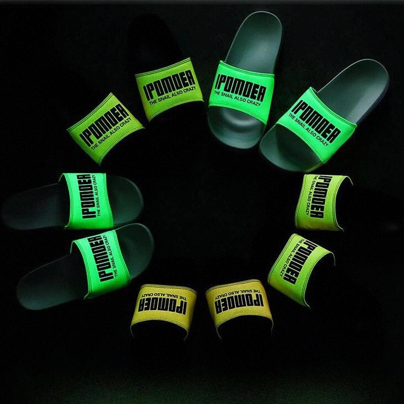 

2021 Night Luminous Slippers Women Light Weight Fluorescent Platform Flip Flops Open Toe Clear Outdoor Beach Slides Sandals #f70b, Black