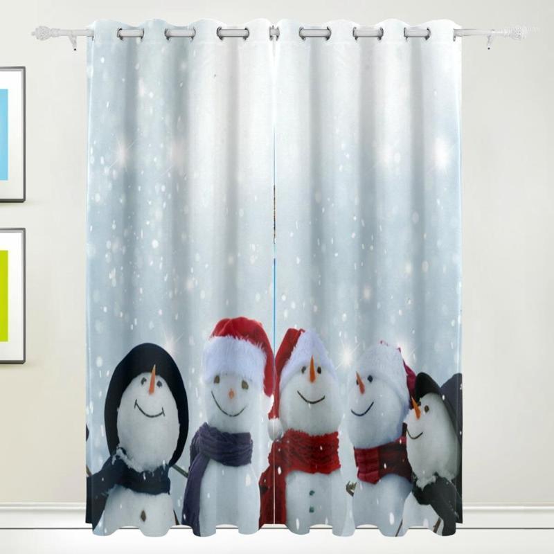 

Snowmen Winter Christmas Curtain Drapes Panels Darkening Blackout Grommet Room Divider for Patio Window Sliding Glass Door 55x841, As pic