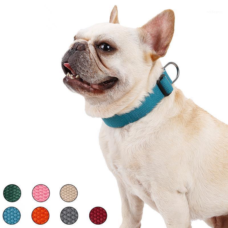 

Simple Solid Color Comfortable Cotton Rope Dog Collar Seven Colors Optional Durable Adjustable Pet Traction Supplies1