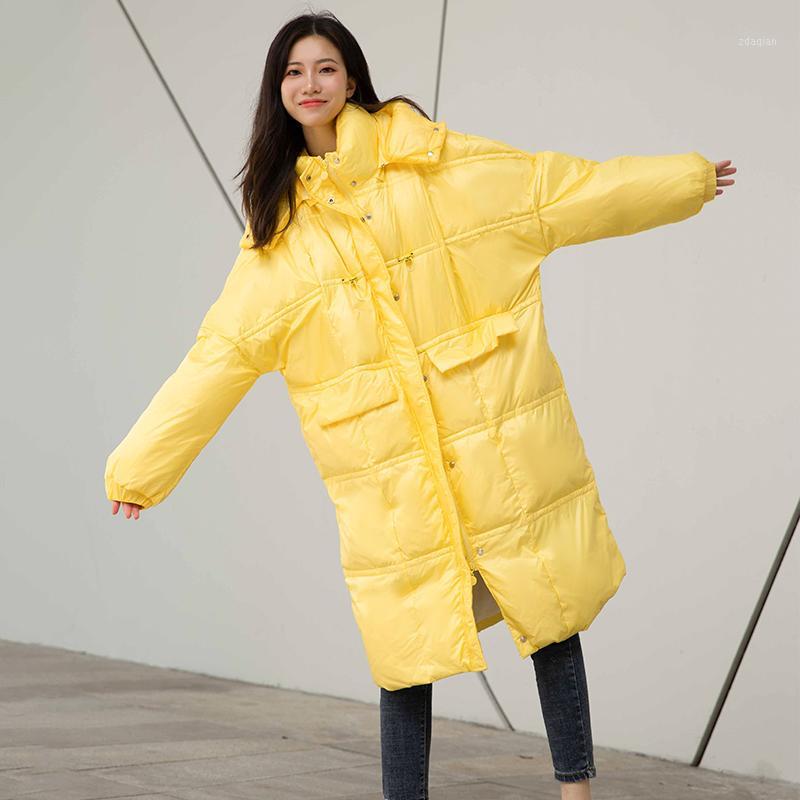 

SINGRAIN Fashion Hooded Down Jacket Korean Style Loose Oversized White Duck Outwear Winter Thicken Warm Ultra Light Down Coat1, Pink