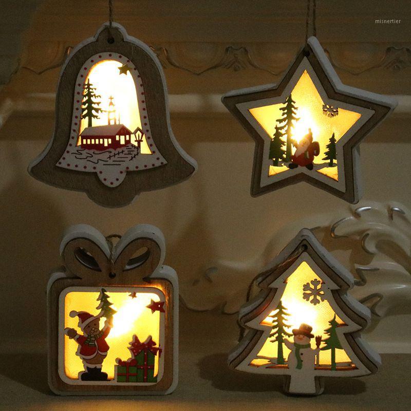 

3D Wooden Frame Christmas Lighting Pendant Decorative Night Light Table Lamp Holiday Decoration Battery Powered Kerst Decoratie1