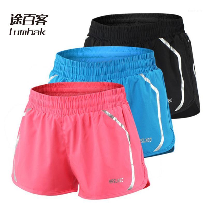 

Women Summer Running Shorts Marathon Jogging Slim short pants Fitness Training Shorts Sliver Stripe Elastic Beachwear M13101, Blue