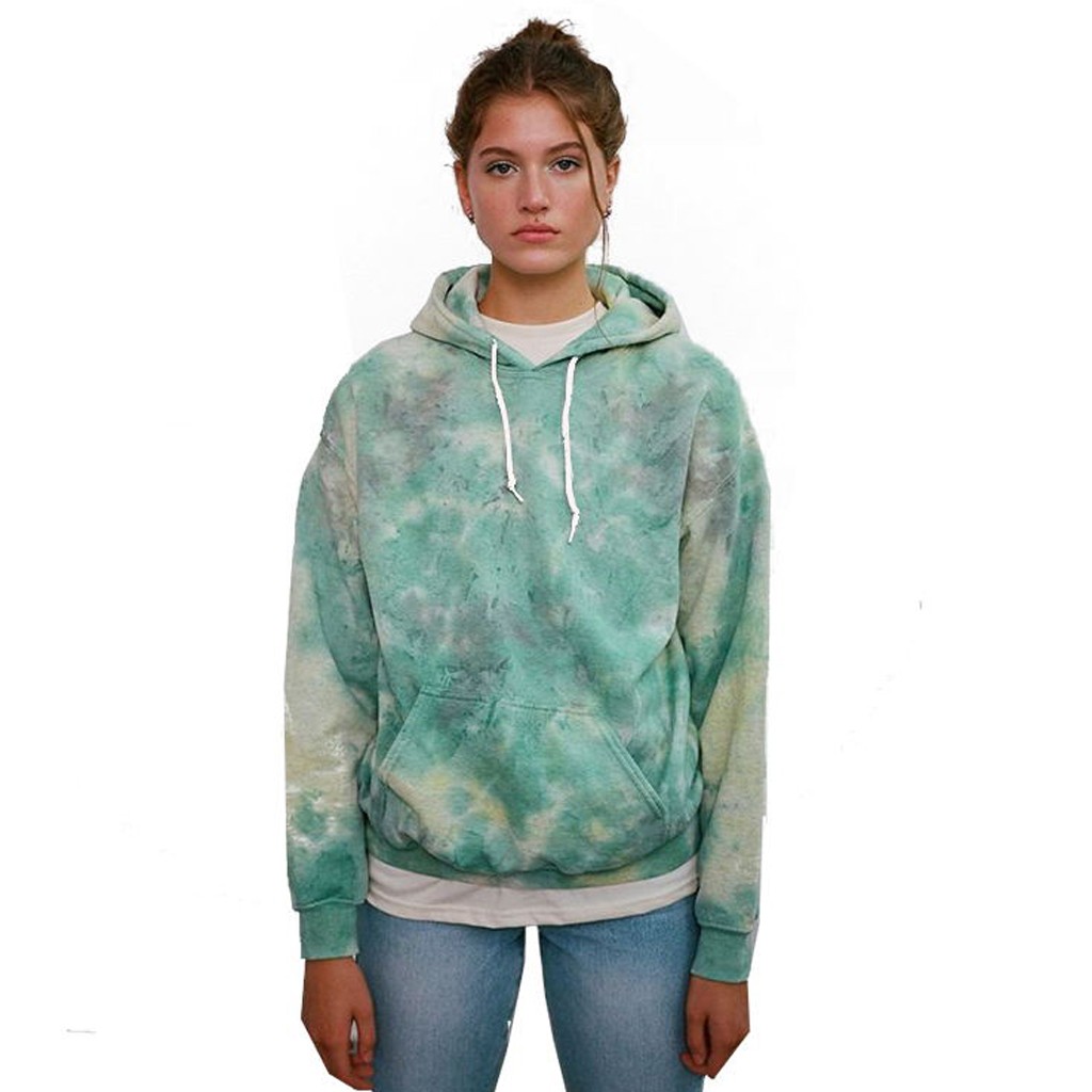 

Women's Loose Sweatshirts Casual Tie-dye Printed Hoodie Autumn And Winter Hoodie Top Sweat, Green