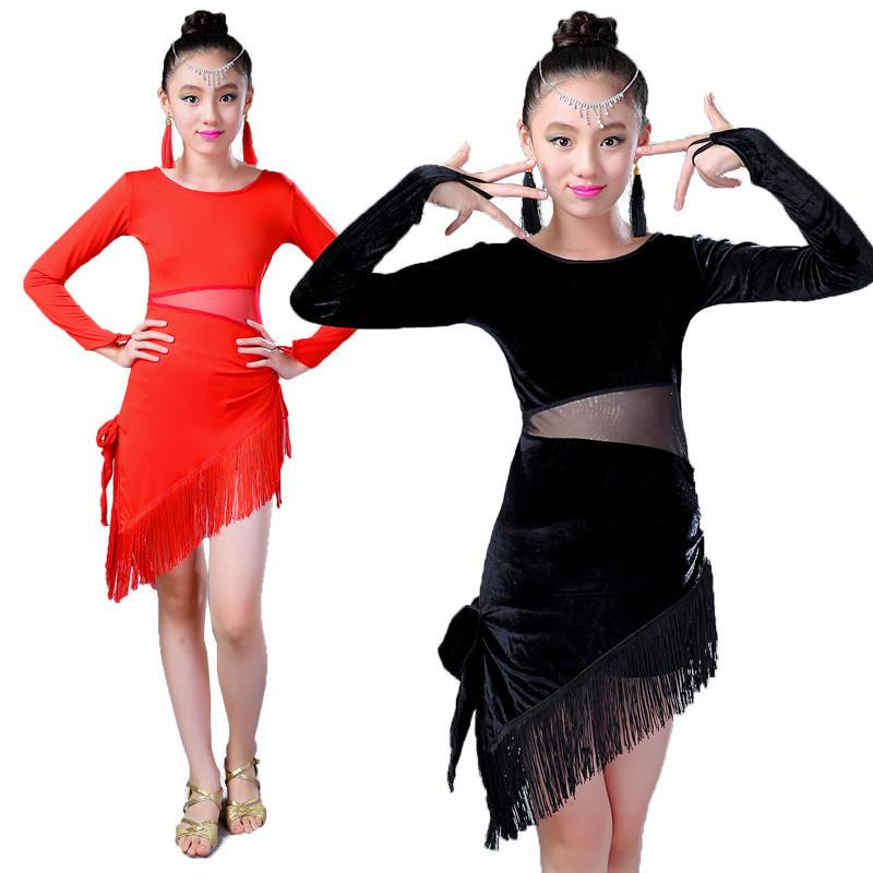 

ballroom 2020 children spandex samba skirt tango competition tassel latin dresses dance dress for girls salsa dress kids rumba, Blackvelvet