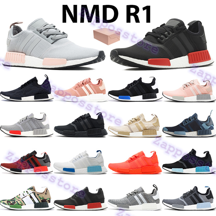 

Cheap running shoes NMD R1 men women sneakers europe exclusive black peach triple solar red white blanch blue glow mens chaussures, Bubble wrap packaging