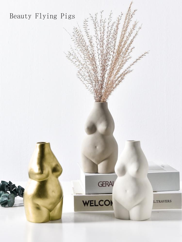 

Creative Body Art Design Flower Vase Nude Female Sculpture Flower Vase Dried arrangement Home Accessories Ornamental