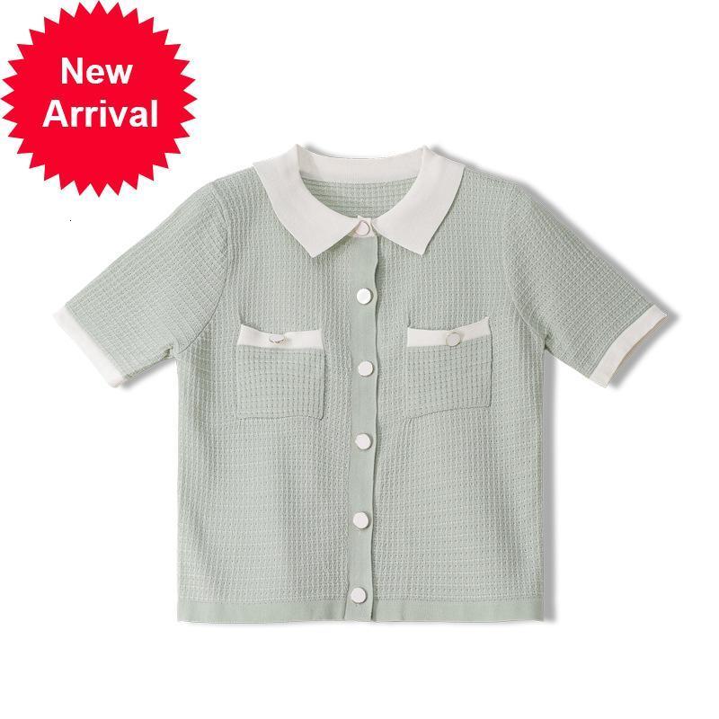

New Tide 2021 Summer Tag Women Casual Lapel Short T-shirt Sleeves Gel Shirt Quality Elegant Office Laits Top SAHU, White