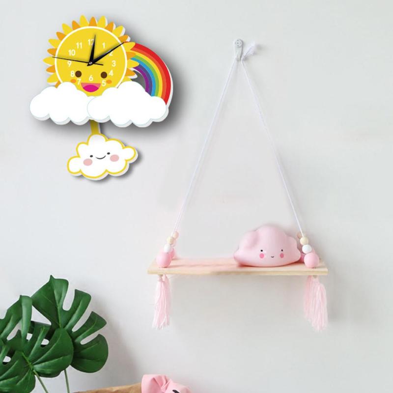 

Colorful Cloud Rainbow Sun Arabic Numerals Silent Wall Clock for Kids Bedroom Home Clocks Children Living Room Study Decoration