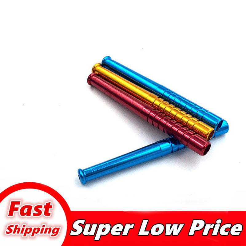 

Cigarette Shape Smoking Pipes Aluminium Alloy Metal Pipes 100pcs Box 78mm Length One Hitter Tobacco Pipes For Smoking