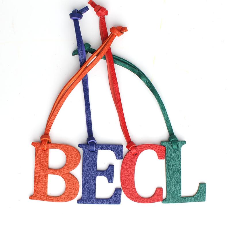 

Wholesale Luxury Genuine Natural Leather B C E L Initial Capital English Letter Keychain Backpack Pendant Ladies Women Bag Charm