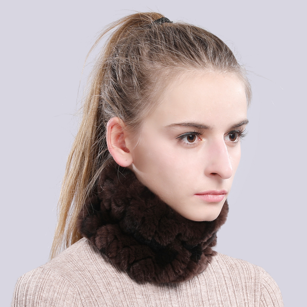 

Real 2020 ring women's mesh rex rabbit warm scarf good elastic natural skin neckerchief