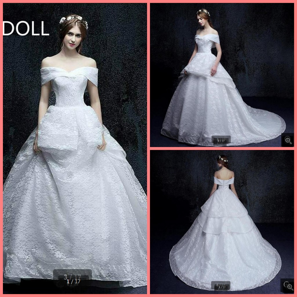 

Saudi Arabia ball gown white lace off the shoulder wedding dress princess sweetheart neck simple puffy wedding gowns hot sale bride dress, Champagne