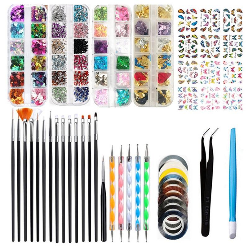 

Nail Art Kit,Nail Art Brush, 3D Nail Decorations Kit with Pen Designer Dotting Tools