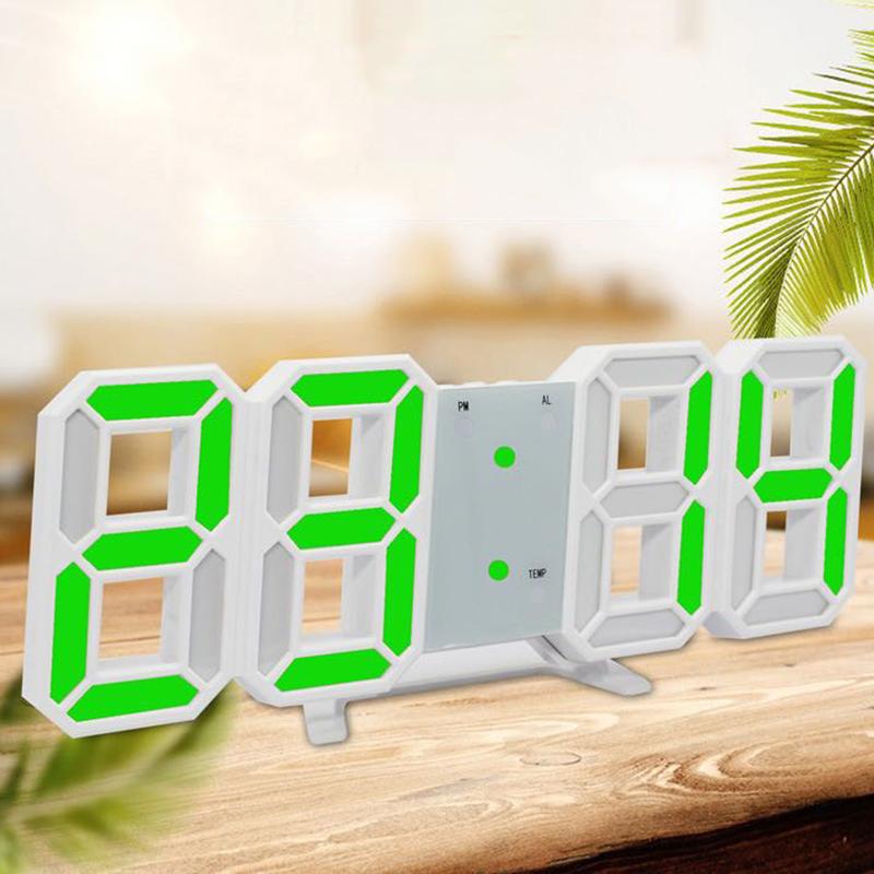 

LED Clock Without Battery Large Digital Wall Desk Snooze Alarm Modern 3D 12/24 Hour Display Multi-function Display Alarm Decor
